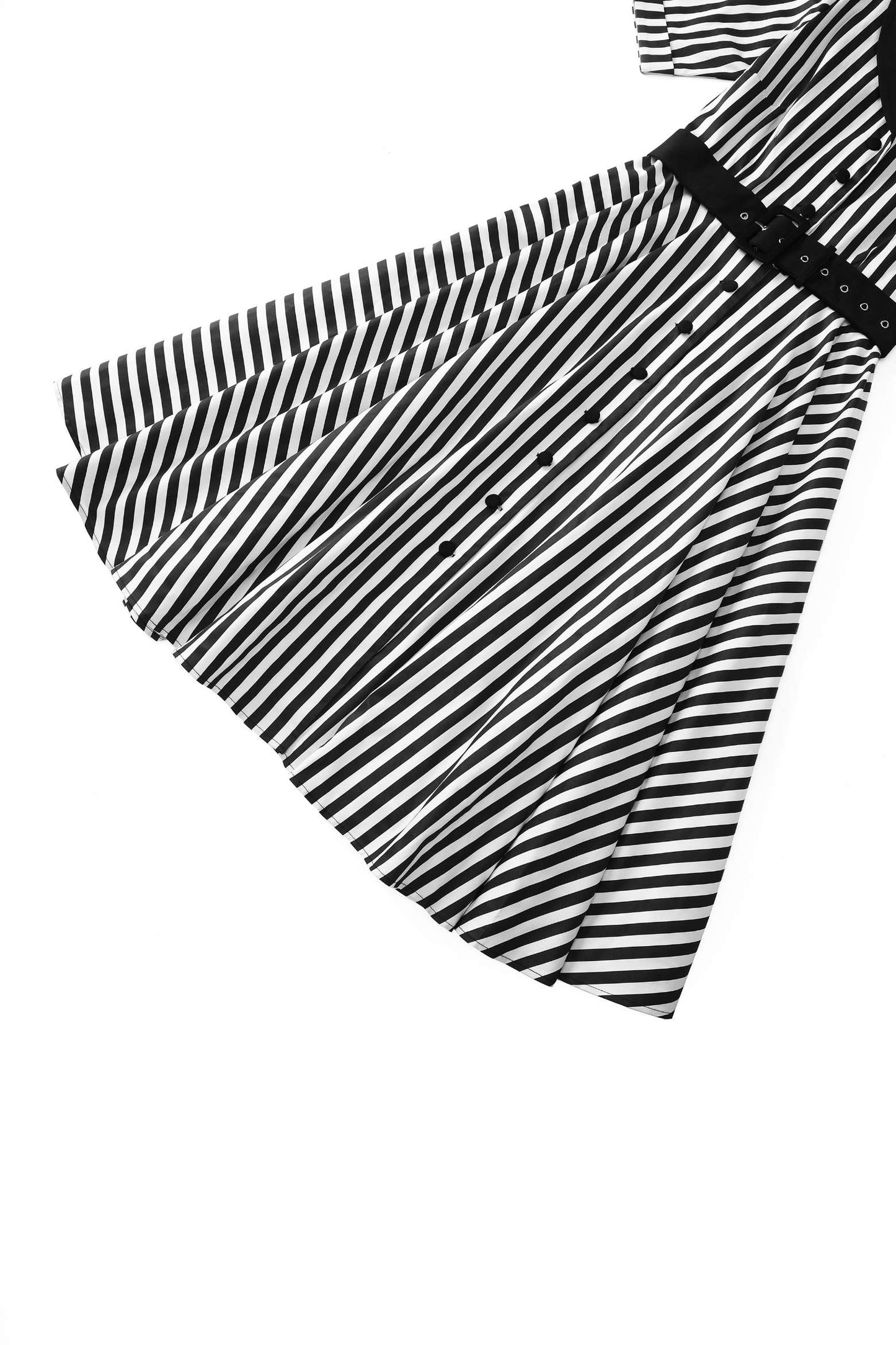 Mollie B&W Awning Striped Full Circle Shirt Dress