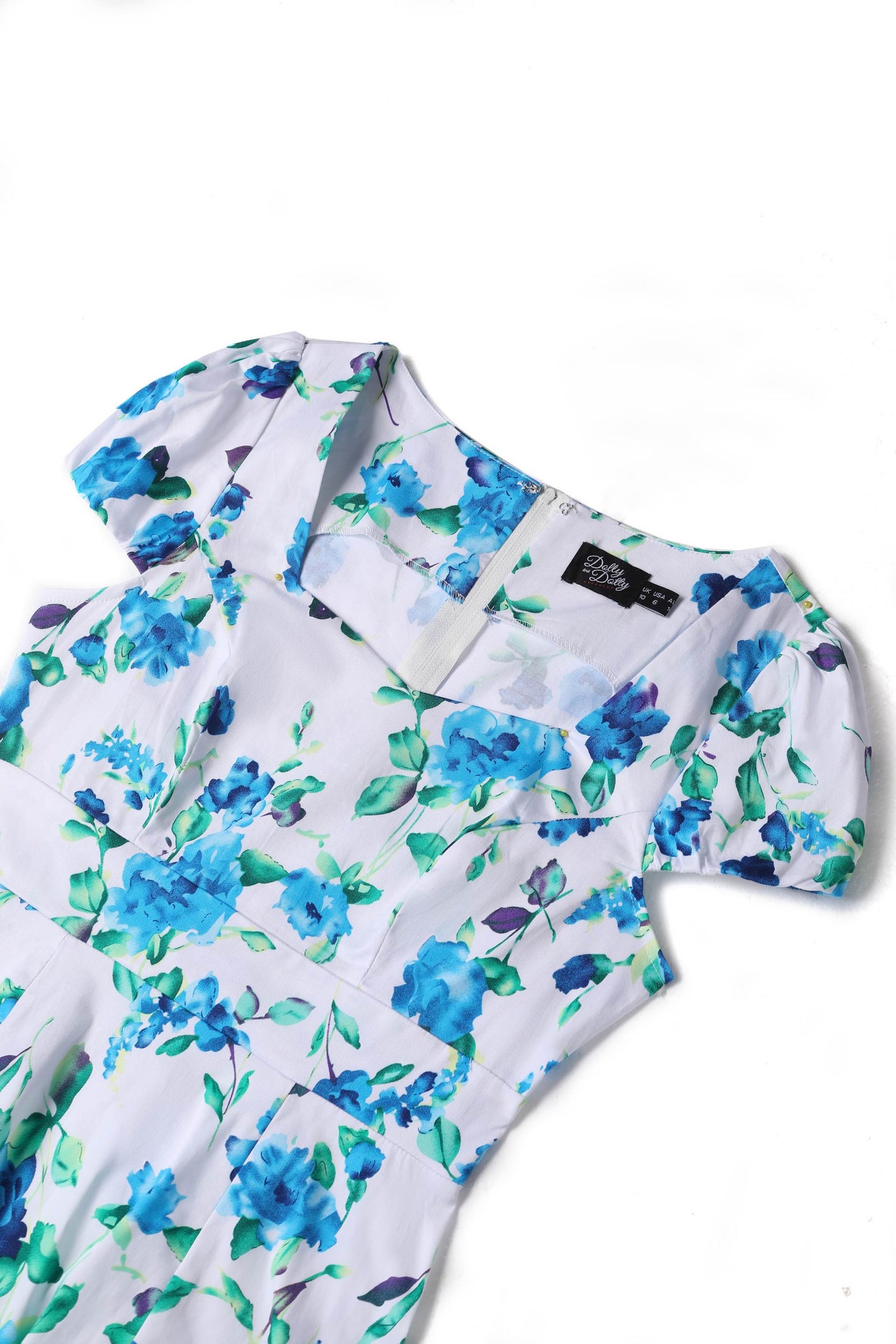 Claudia White Blue Floral Swing Dress