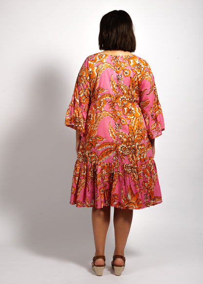 Lucia Dress in Orange Pink