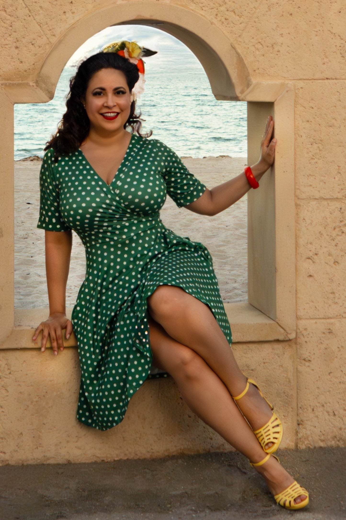 Matilda Green Polka Dot Wrap Dress