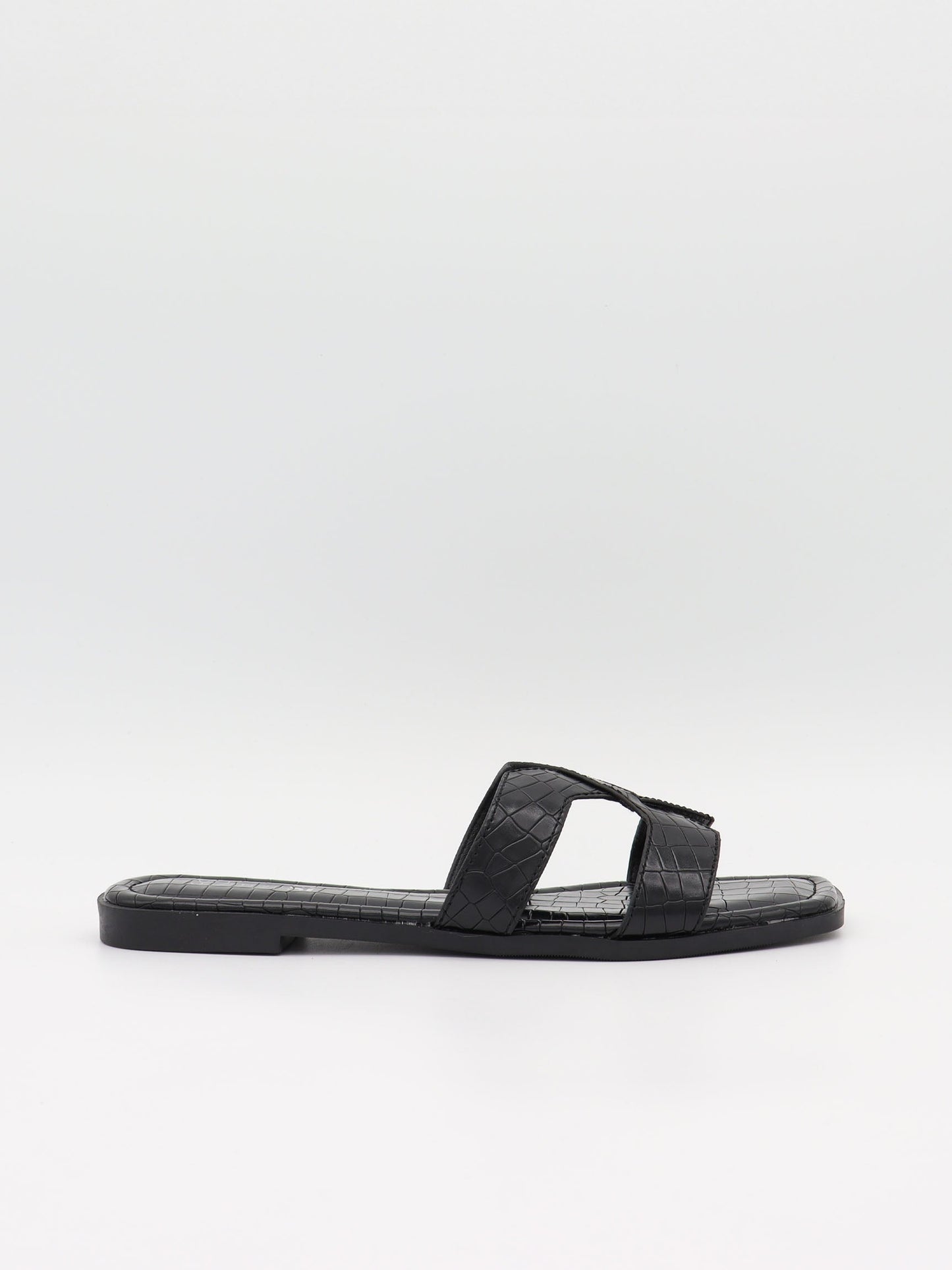 Paula sandals with crocodile print – Black