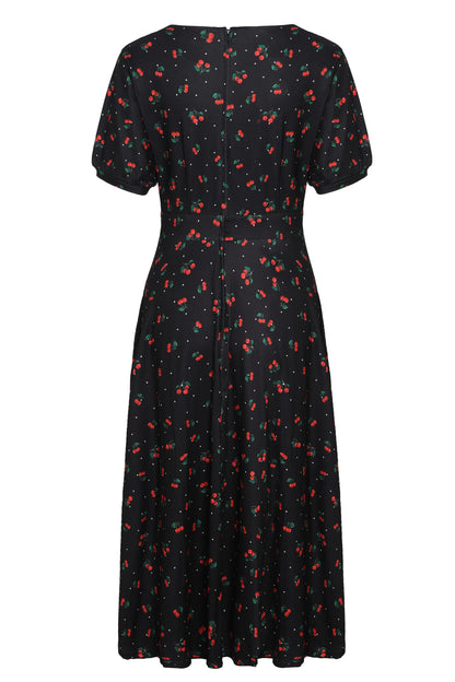Julia Black Cherry Sleeved Dress