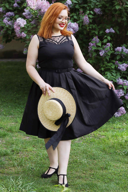Elizabeth Vintage Style Mesh Party Dress in Black